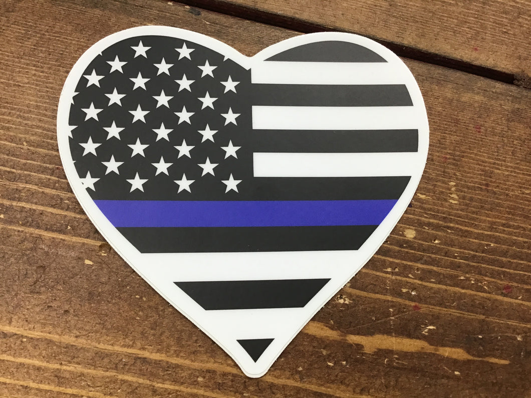 Thin blue line heart decal