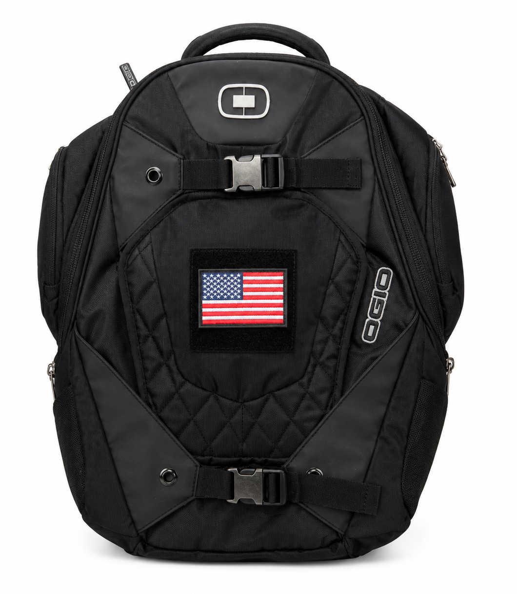 OGIO Squadron Backpack (with velcro removable USA FLAG Patch to attach your own patch)