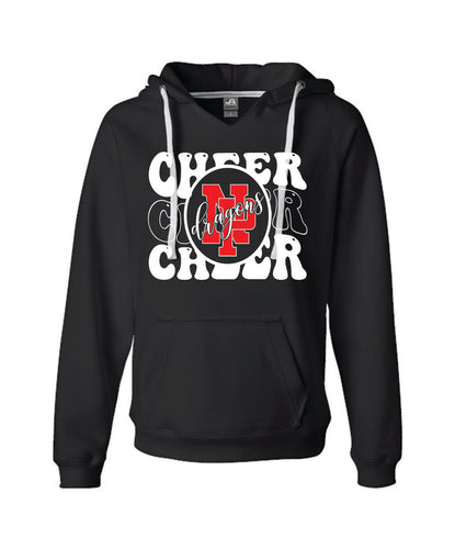 Women's Sueded V-Neck Hooded Sweatshirt - Black