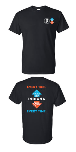 Buckle Up Indiana INDOT Black T-Shirt
