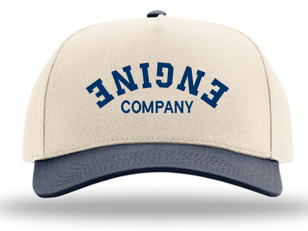 “The Upside Down” Engine Company Richardson Cream/Navy 323 A Frame SnapBack