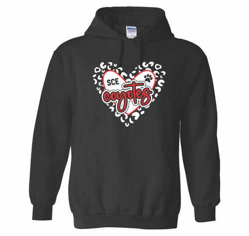 SCE Leopard Heart Hoodie or Crewneck (Black)