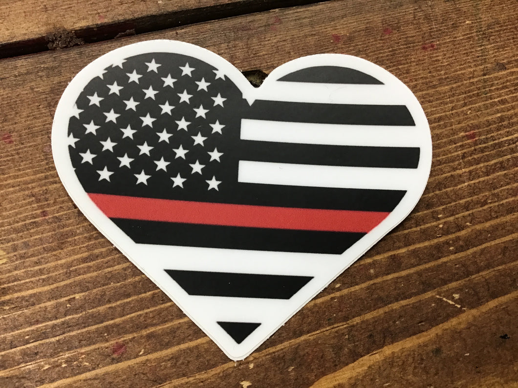 Thin red line heart decal